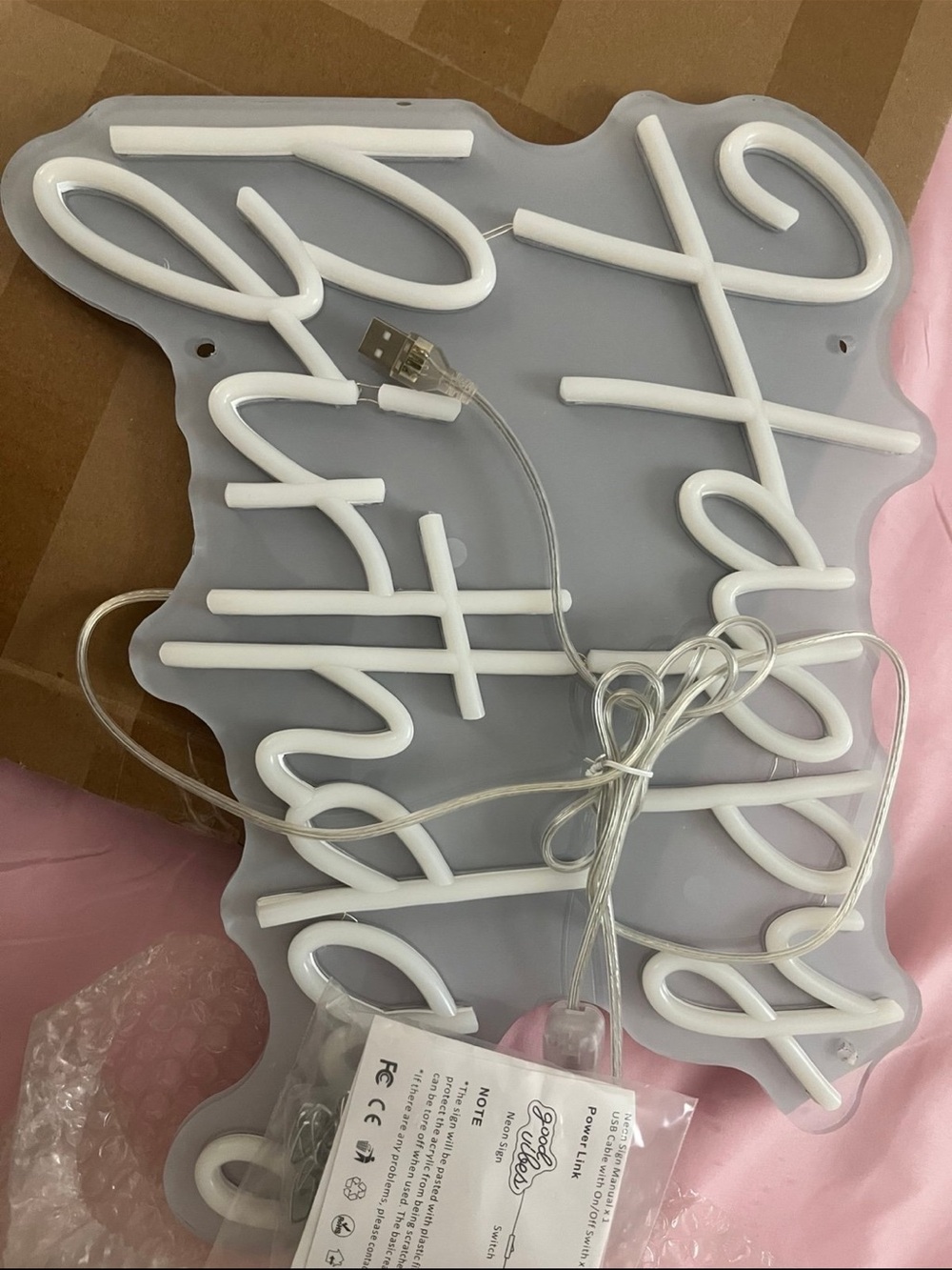 Amazon White Script Neon Party Light Sign